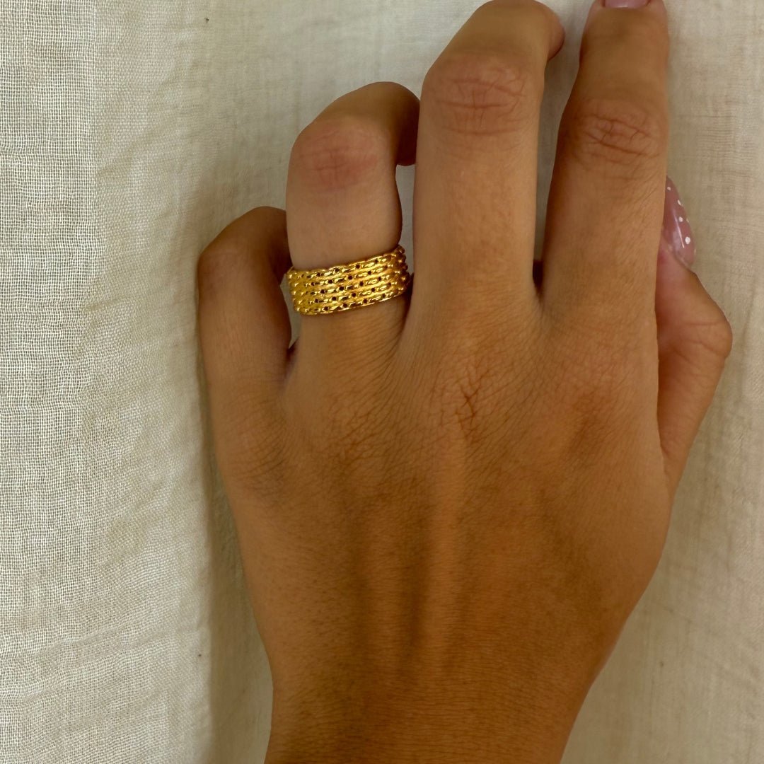 Chain Texture Ring 18K Guldbelagt - Makeup lagersalg