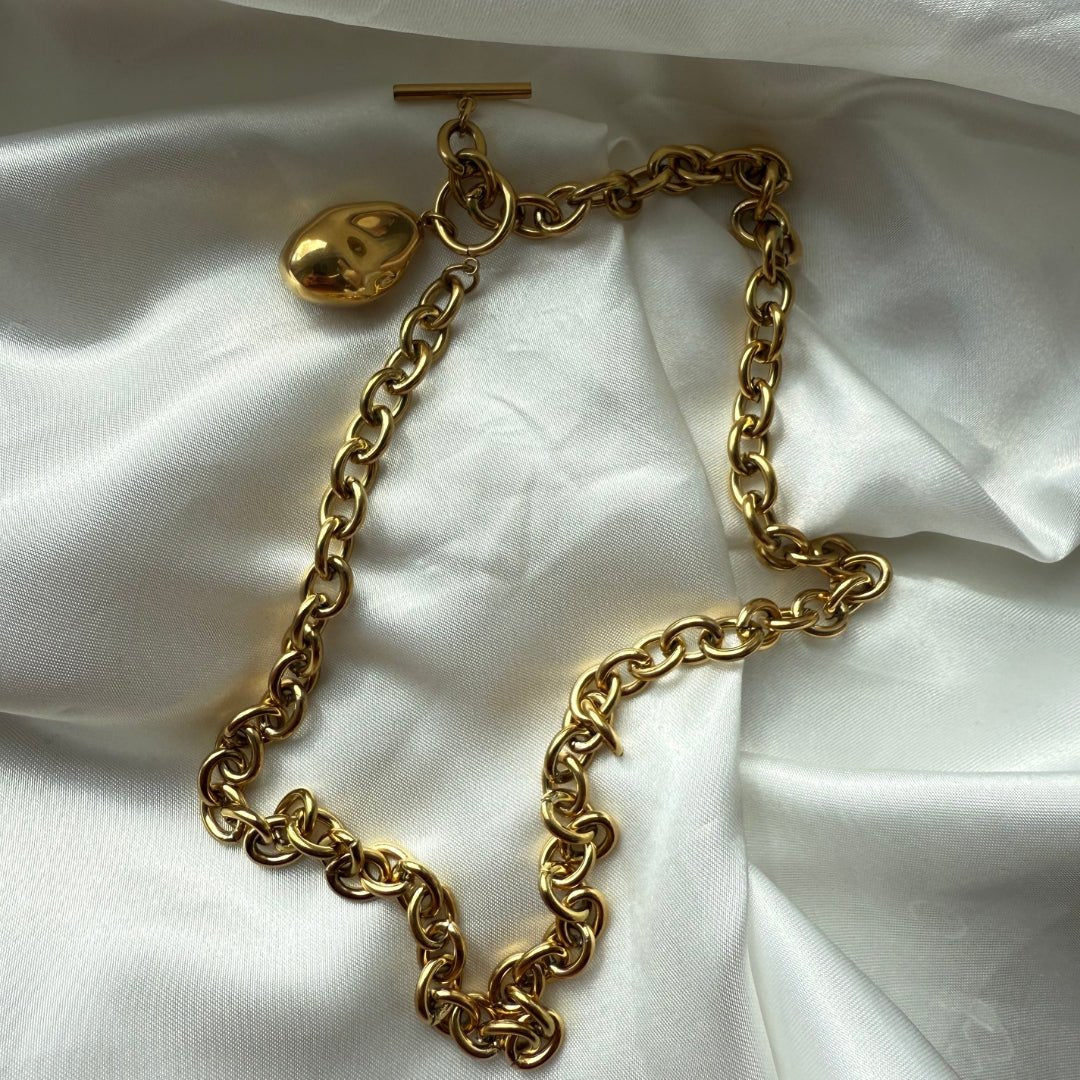 Chunky Pebble Halskæde 18K Guldbelagt - Makeup lagersalg