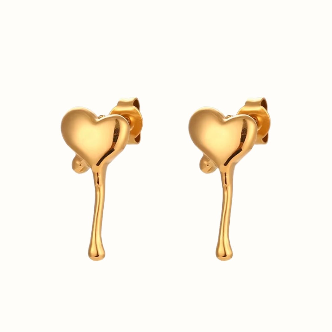 Drip Heart Øreringe – 18K Guldbelagt - Makeup lagersalg
