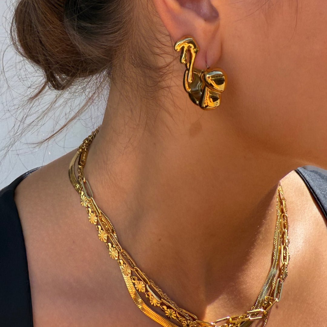 Melting Drop Ørestikker – 18K Guldbelagte - Makeup lagersalg