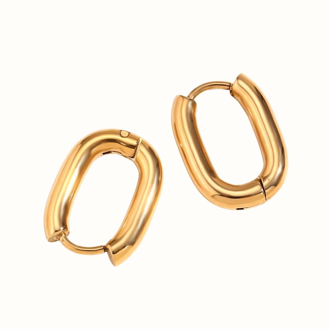 Mini Oval Hoops 18K Guldbelagte Øreringe - Makeup lagersalg