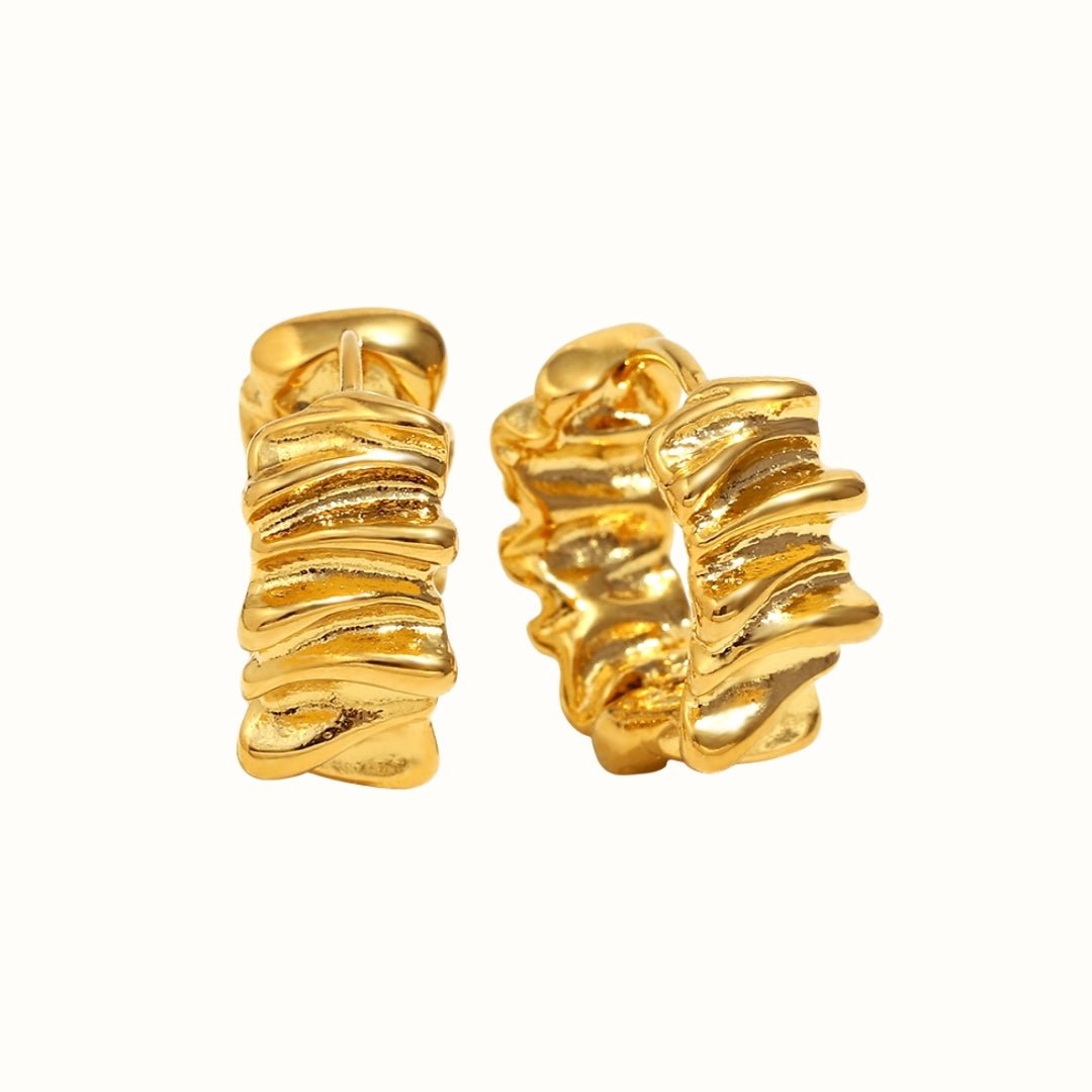 Molten Texture Øreringe – 18K Guldbelagt - Makeup lagersalg