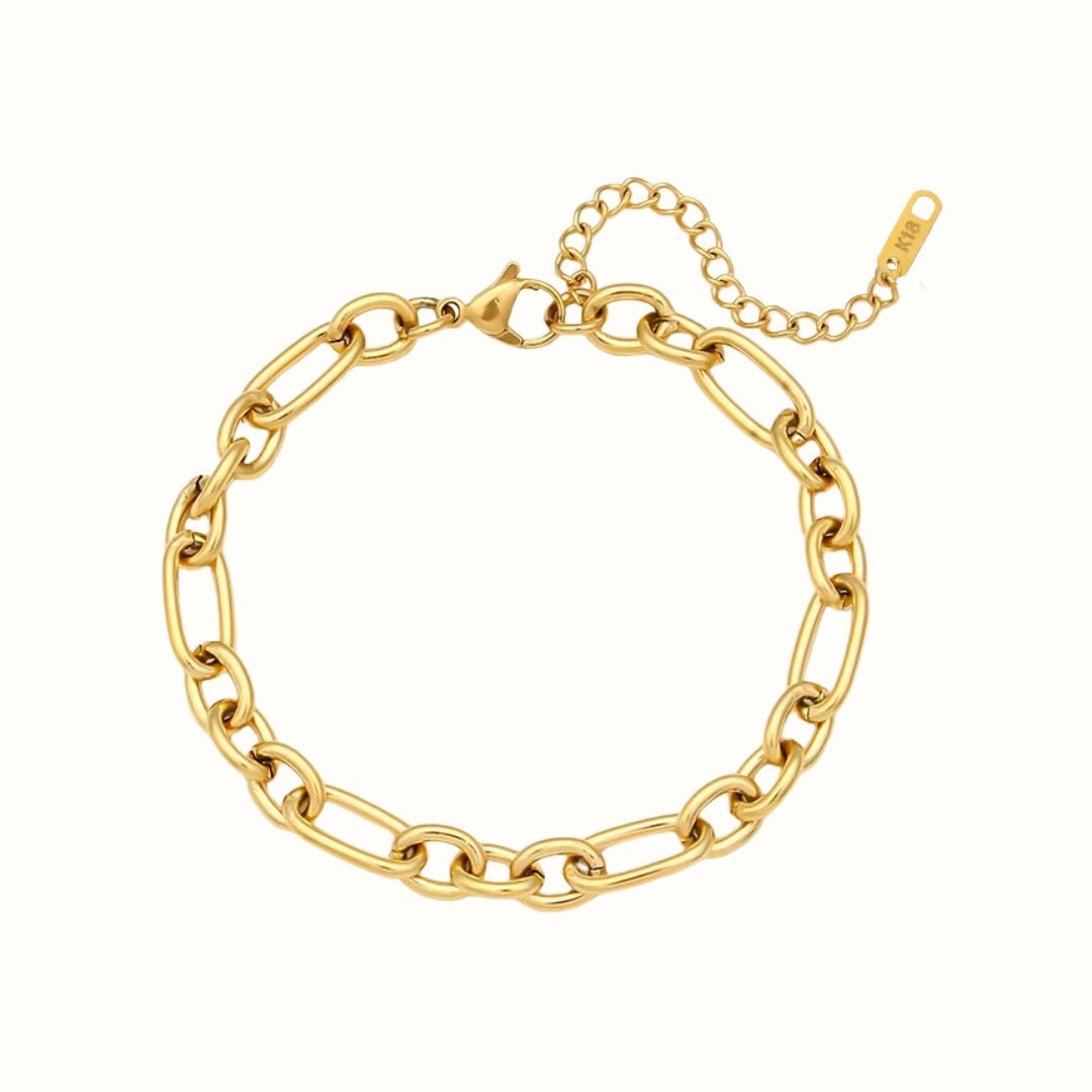 Oval Link Armbånd 18K Guldbelagt - Makeup lagersalg
