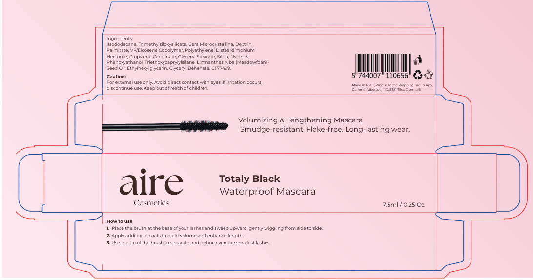 Aire Cosmetics Totaly Black Waterproof Mascara 7.5ml