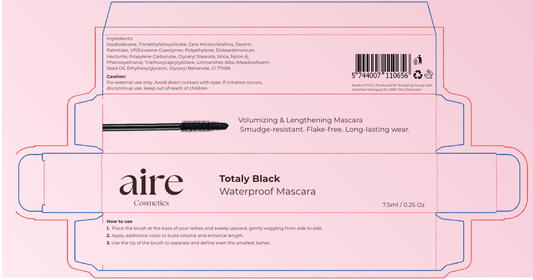 Aire Cosmetics Totaly Black Waterproof Mascara 7.5ml