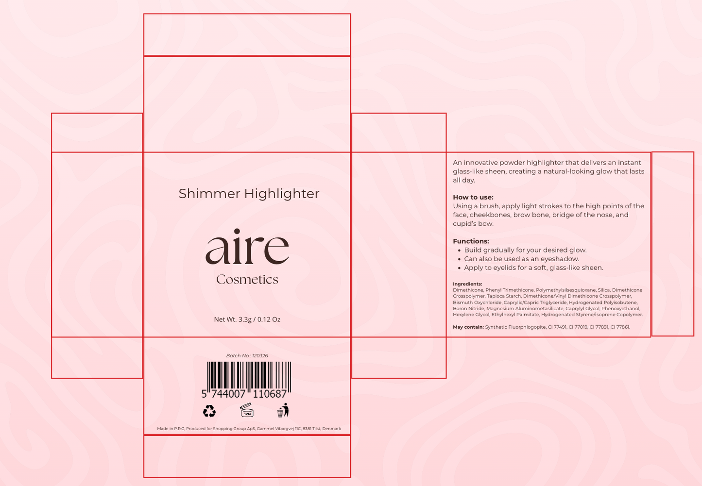Aire Cosmetics Shimmer Highlighter 3.3g