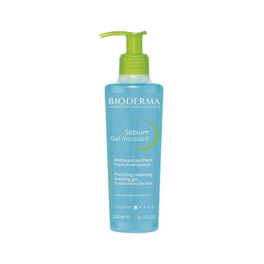 Bioderma Sebium Foaming Cleansing Gel 200ml Purifying And Foaming Gel For Combination To Oily Skin - Makeup lagersalg