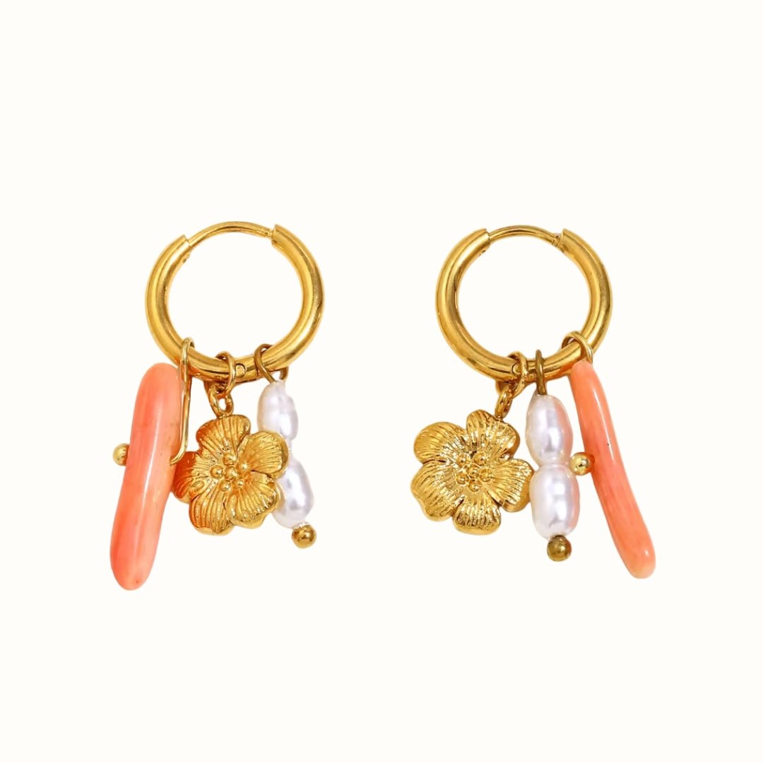 Blossom Charm Hoop Øreringe 18K Guldbelagt - Makeup lagersalg