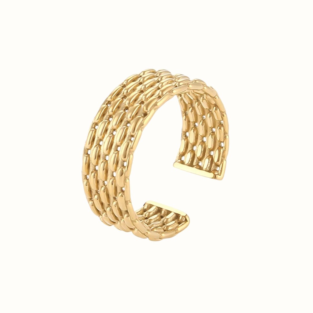 Chain Texture Ring 18K Guldbelagt - Makeup lagersalg