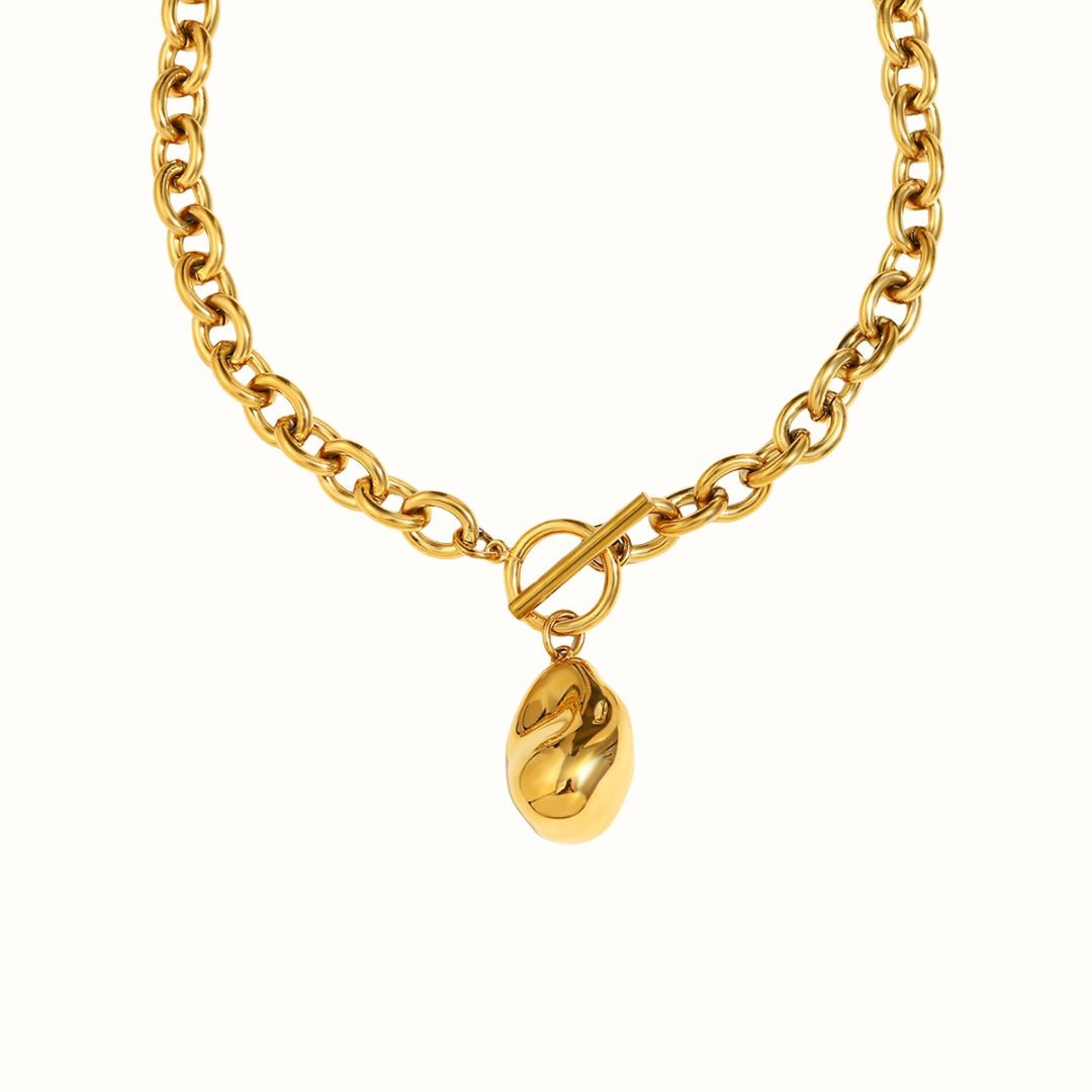 Chunky Pebble Halskæde 18K Guldbelagt - Makeup lagersalg