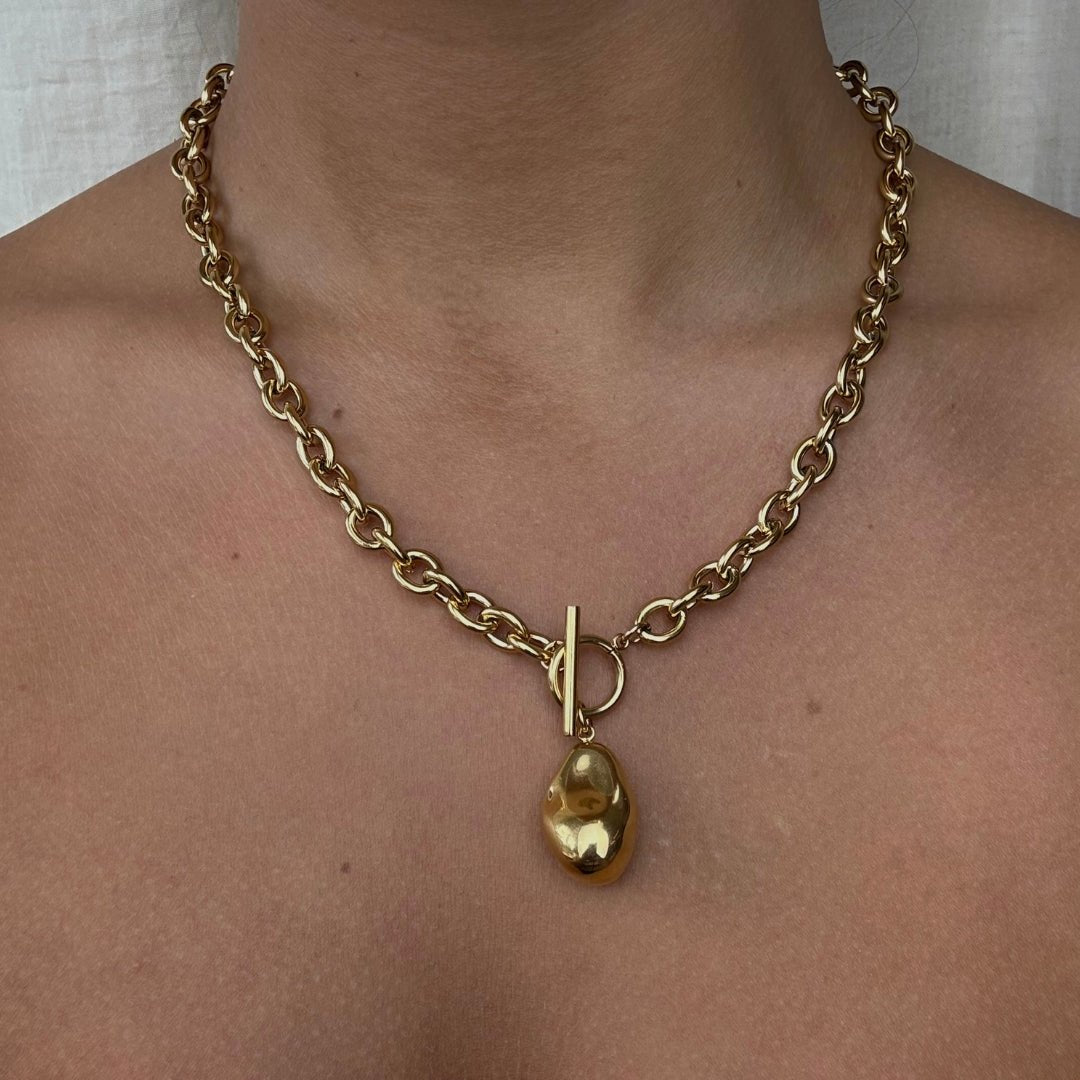 Chunky Pebble Halskæde 18K Guldbelagt - Makeup lagersalg