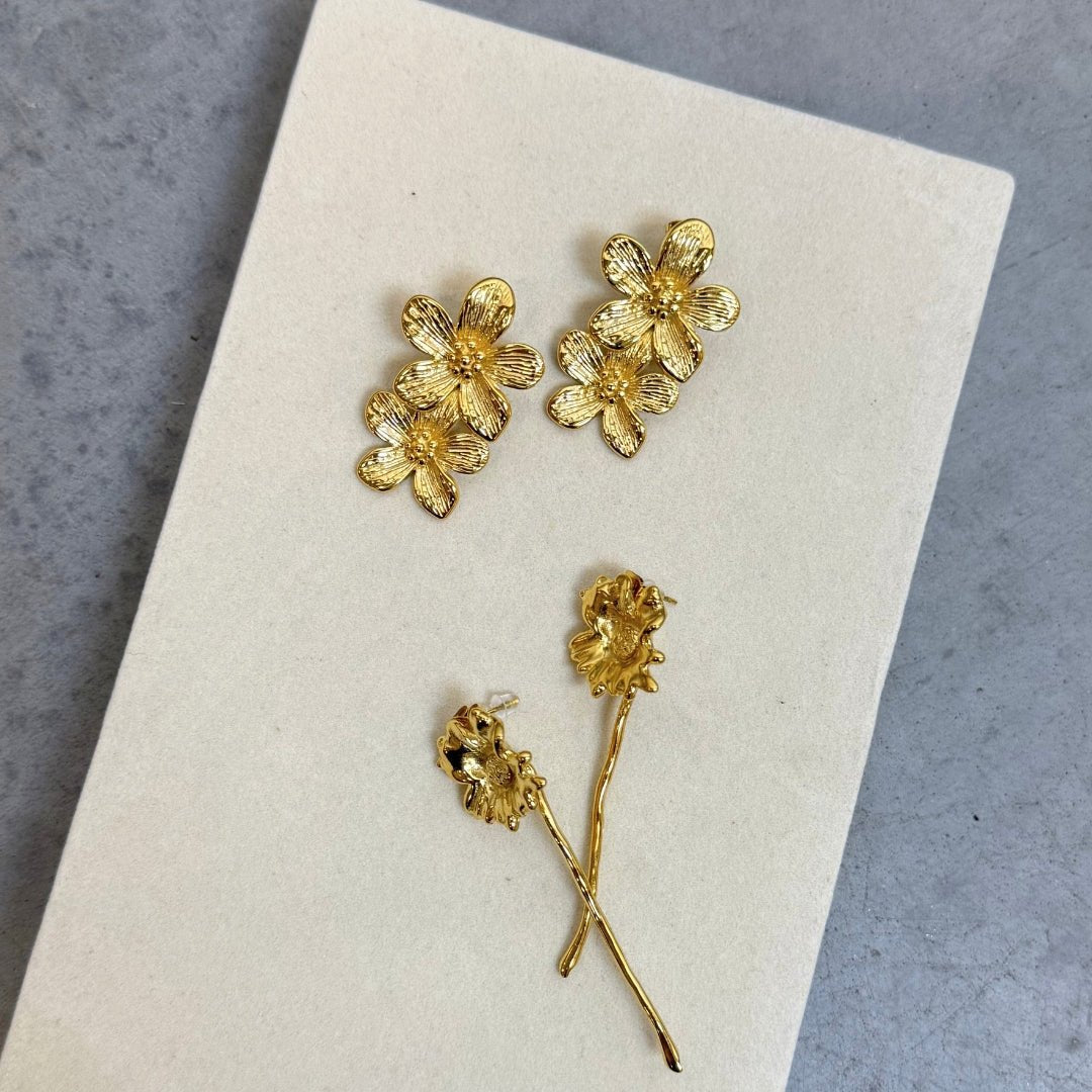 Corelle - Golden Bloom Øreringe - 18K Guldbelagt - Makeup lagersalg