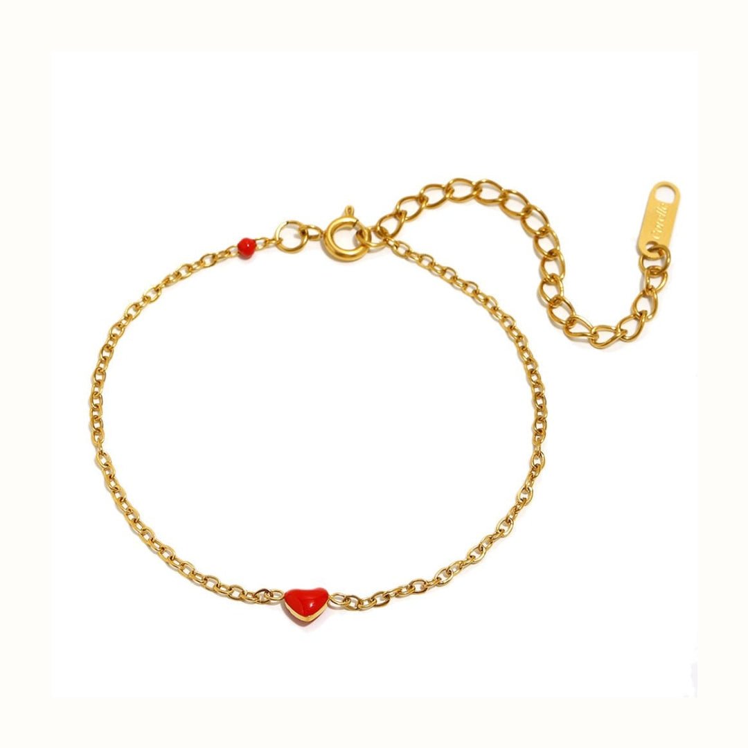 Corelle - Mini Red Heart Armbånd – 18K Guldbelagt - Makeup lagersalg