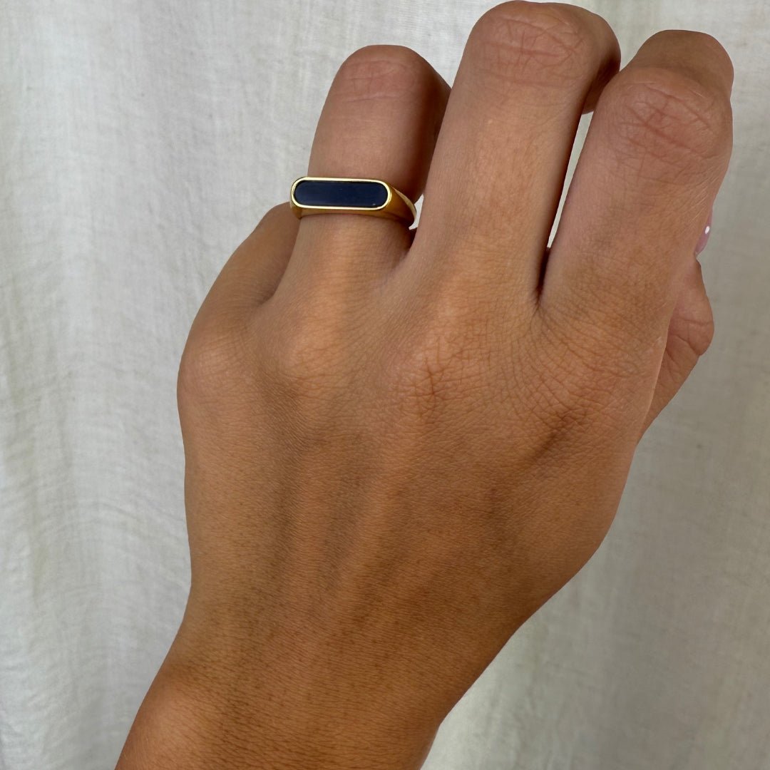 Corelle - Noir Rektangel Ring 18K Guldbelagt - Makeup lagersalg