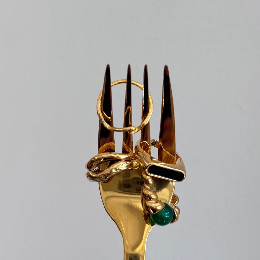 Corelle - Noir Rektangel Ring 18K Guldbelagt - Makeup lagersalg