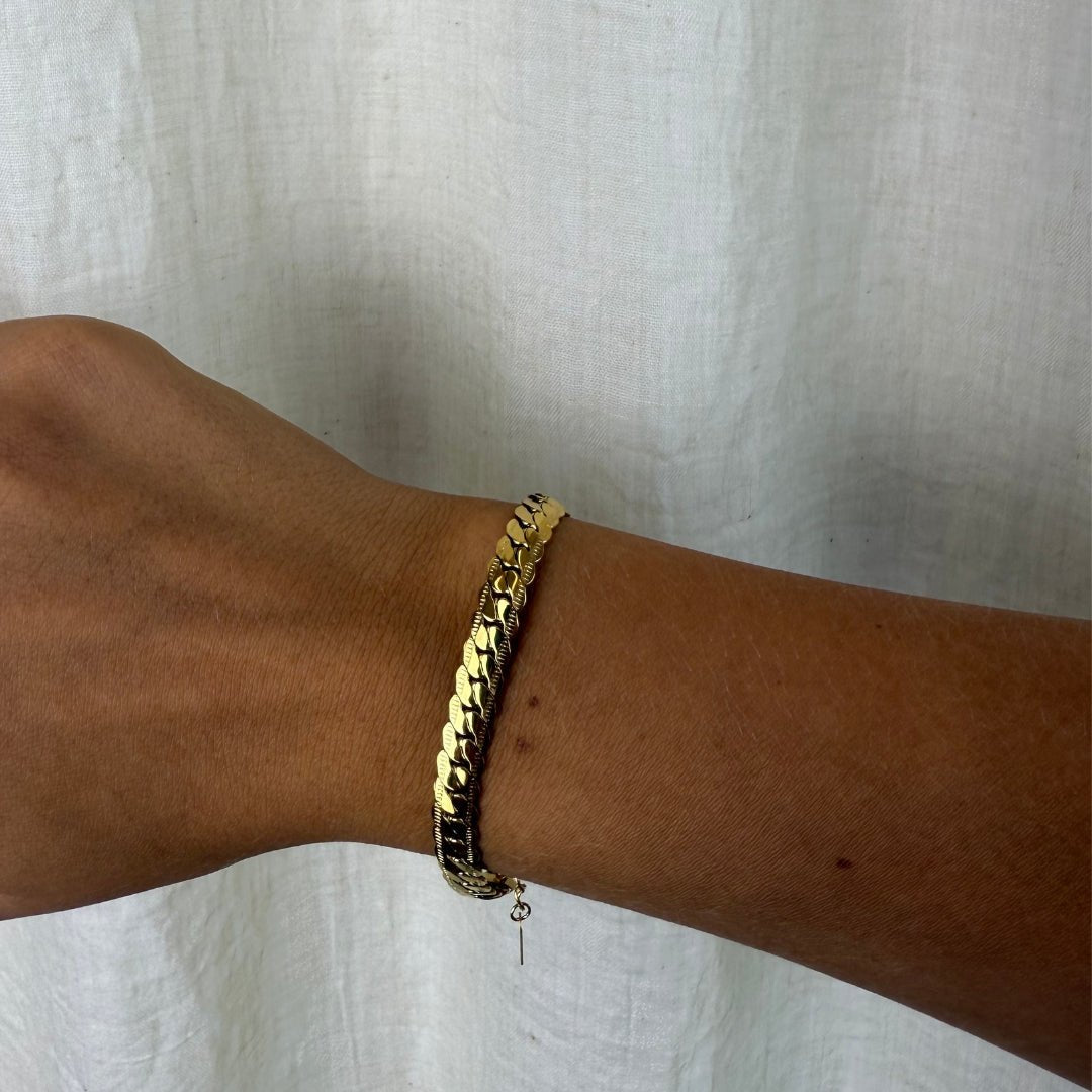 Double Curb Armbånd 18K Guldbelagt - Makeup lagersalg