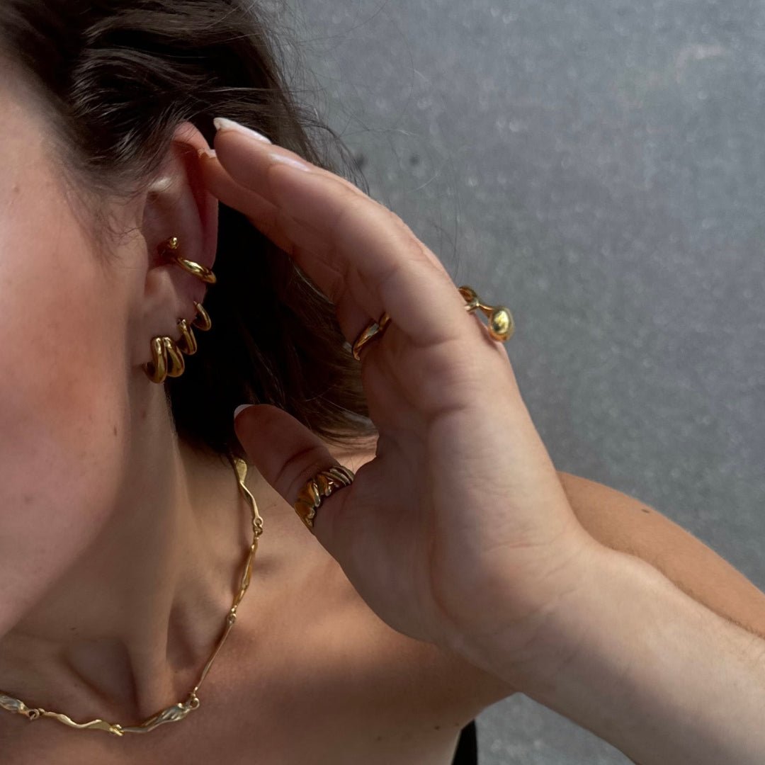 Double Hoop Øreringe 18K Guldbelagt - Makeup lagersalg