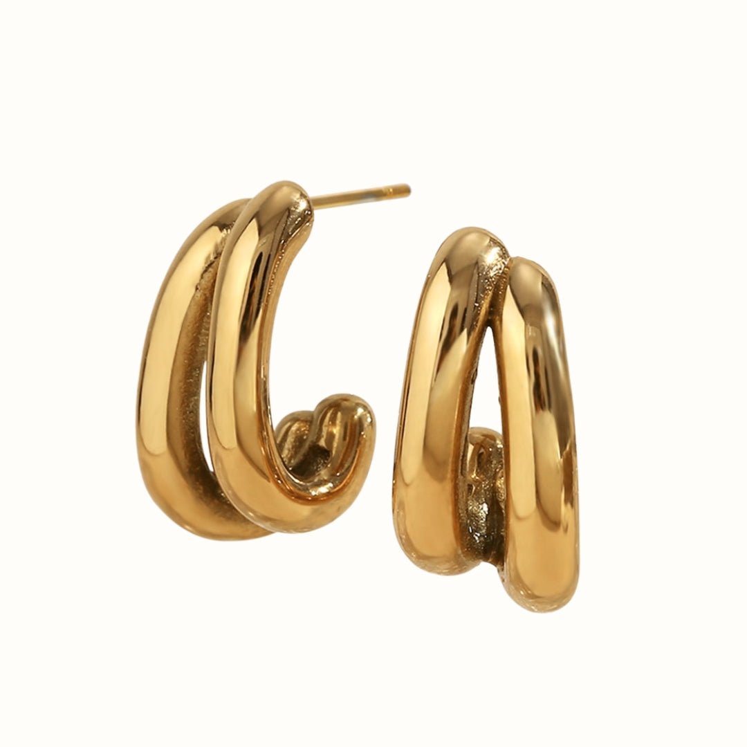 Double Hoop Øreringe 18K Guldbelagt - Makeup lagersalg