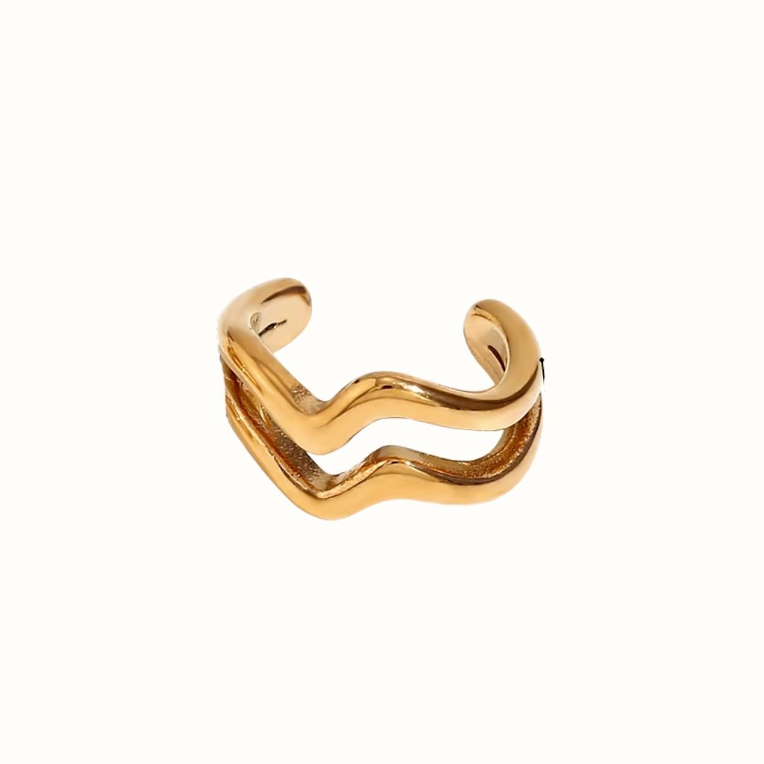 Double Wave Ear Cuff 18K Guldbelagt - Makeup lagersalg