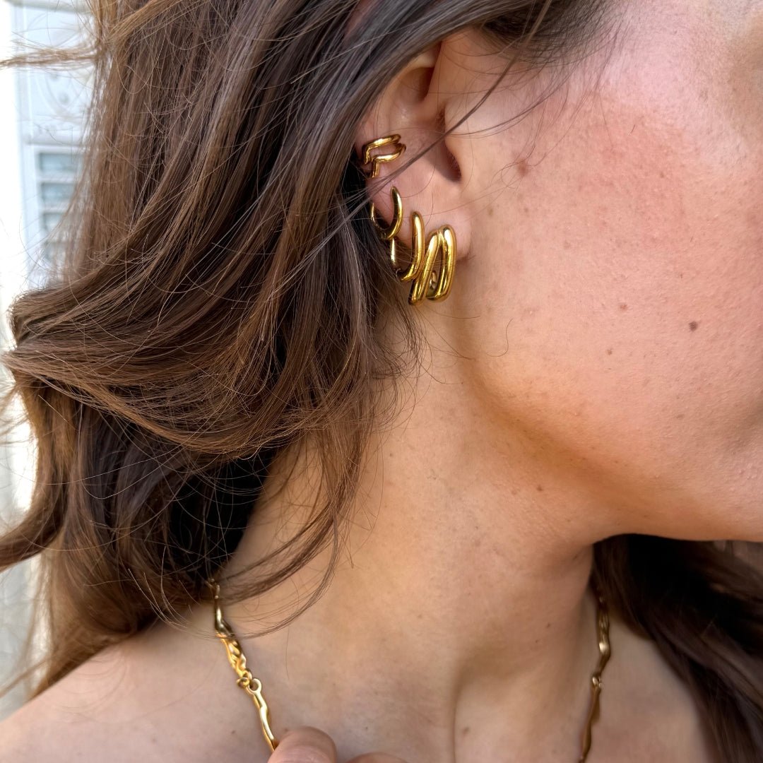 Double Wave Ear Cuff 18K Guldbelagt - Makeup lagersalg