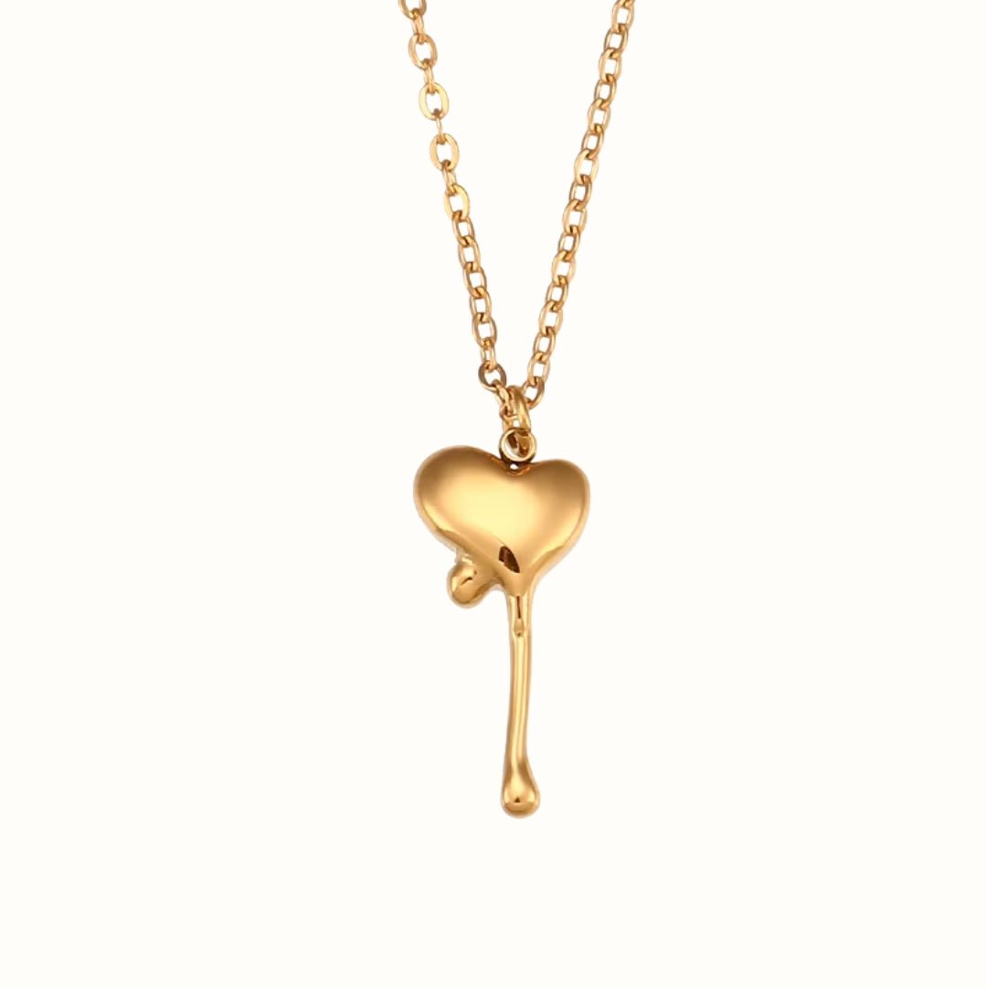Drip Heart Halskæde – 18K Guldbelagt - Makeup lagersalg