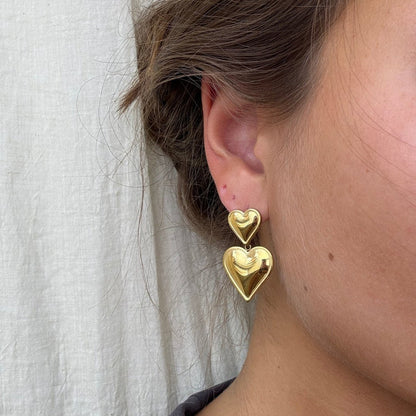 Heart Drop Øreringe 18K Guldbelagt - Makeup lagersalg