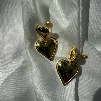 Heart Drop Øreringe 18K Guldbelagt - Makeup lagersalg