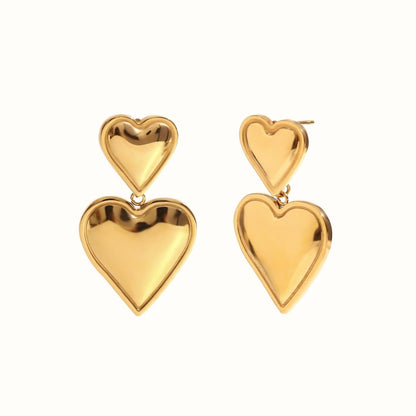 Heart Drop Øreringe 18K Guldbelagt - Makeup lagersalg