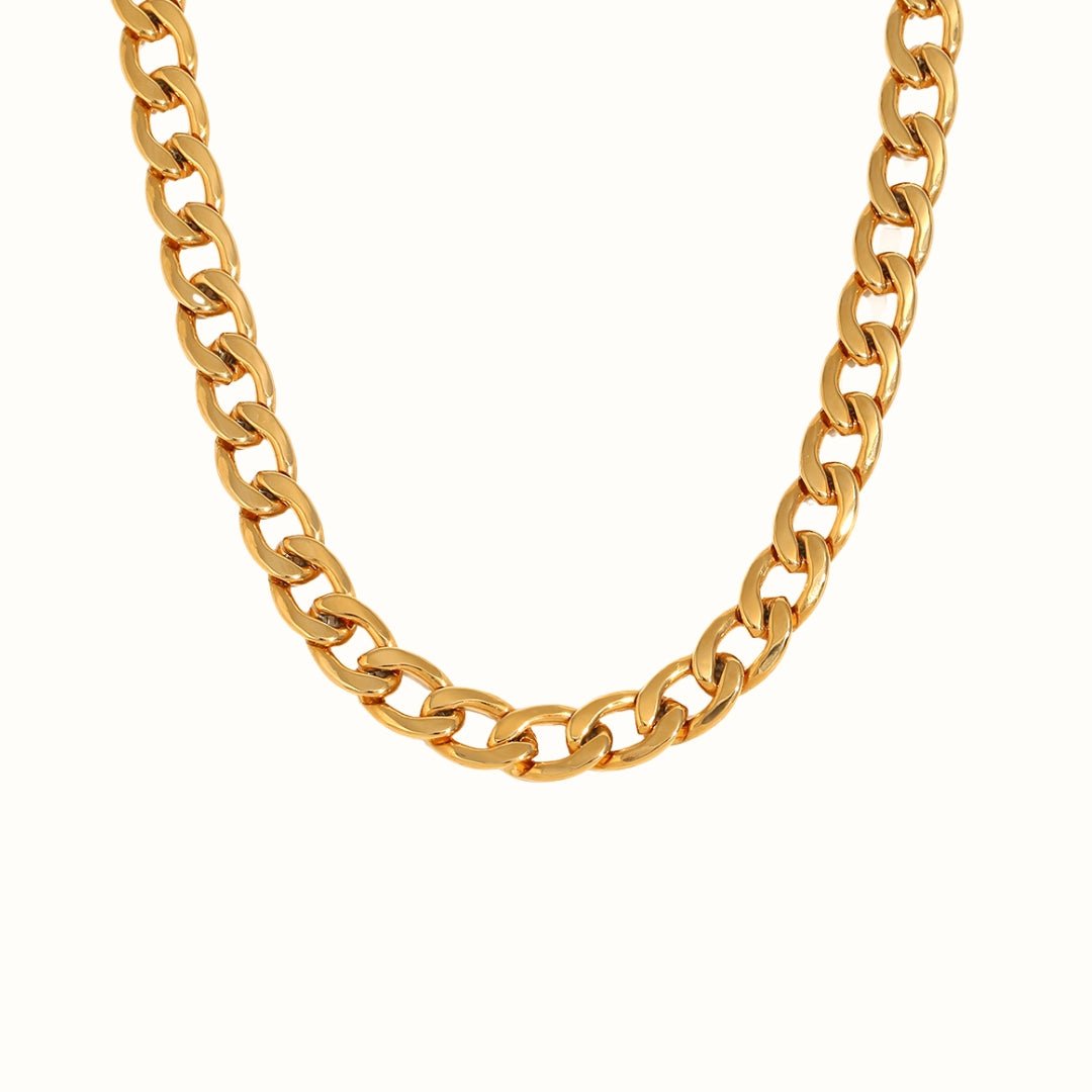 Heavy Cuban Halskæde 18K Guldbelagt - Makeup lagersalg