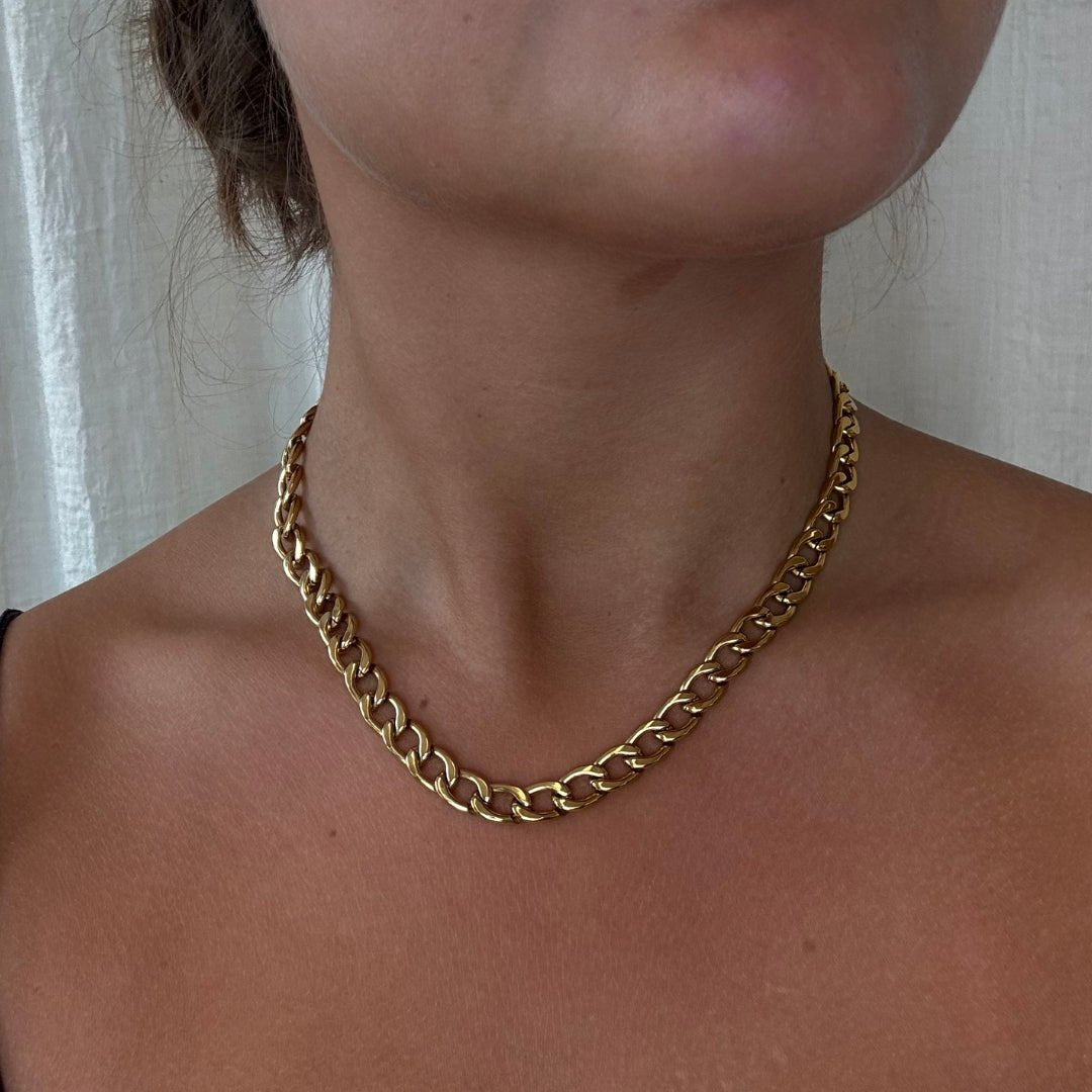 Heavy Cuban Halskæde 18K Guldbelagt - Makeup lagersalg