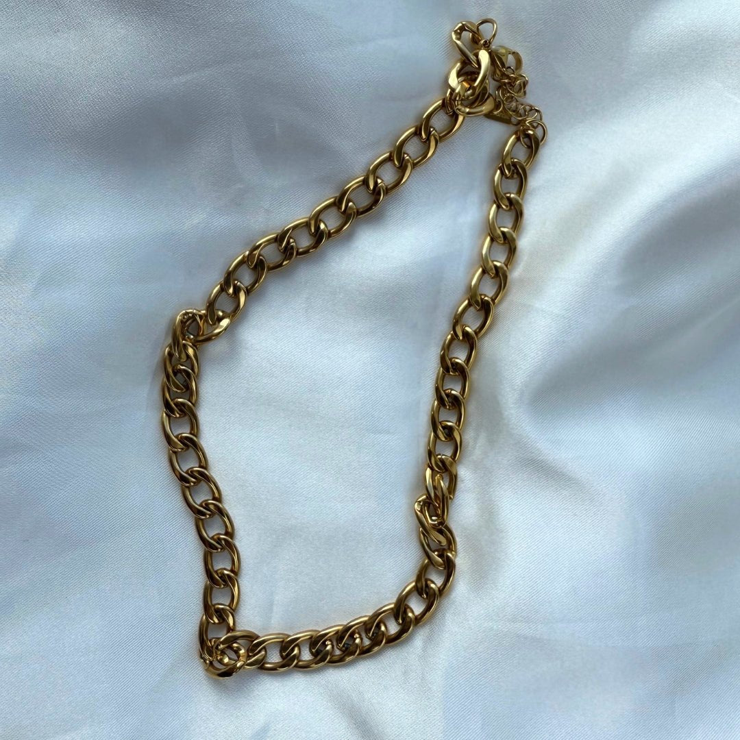 Heavy Cuban Halskæde 18K Guldbelagt - Makeup lagersalg