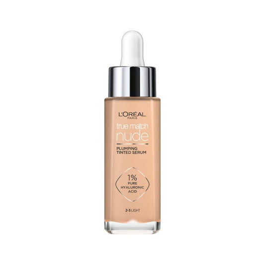 Loreal Paris True Match Nude Plumping Tinted Serum Hyaluronic Acid 2 - 3 Light 30ml - Makeup lagersalg