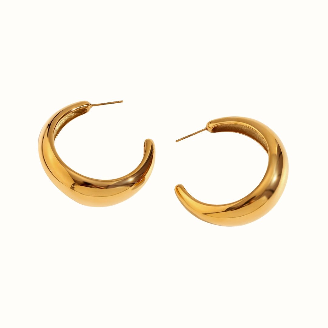 Luna Curve Øreringe 18K Guldbelagt - Makeup lagersalg