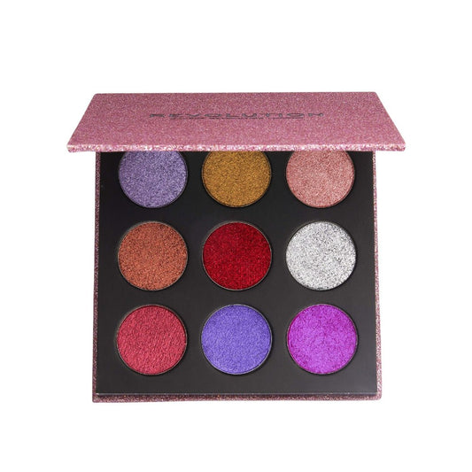 Makeup Revolution Pressed Glitter Eyeshadow Diva 9 Shades 13.5g - Makeup lagersalg