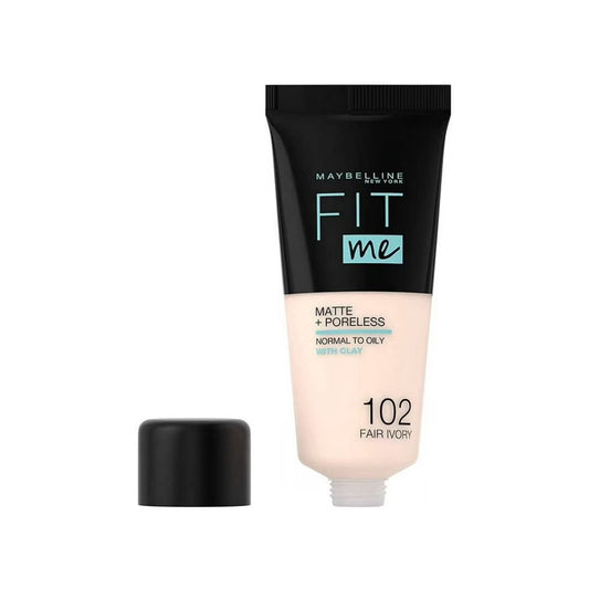 Maybelline New York Fit Me Matte & Poreless Fluid for Normal to Oily Skin 102 Ivory 30ml - Makeup lagersalg