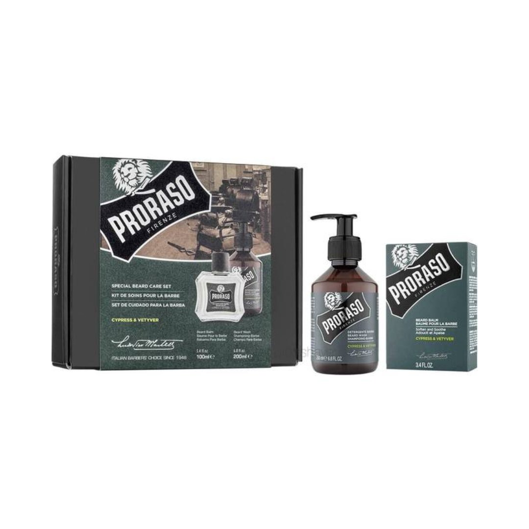 Proraso Gaveæske, Duo Pack, Skægshampoo & Skægbalm, Cypress & Vetiver - Makeup lagersalg