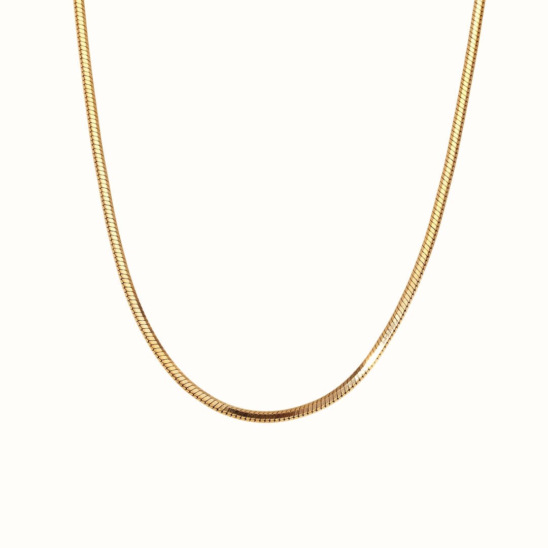 Sleek Snake Chain Halskæde 18K Guldbelagt - Makeup lagersalg