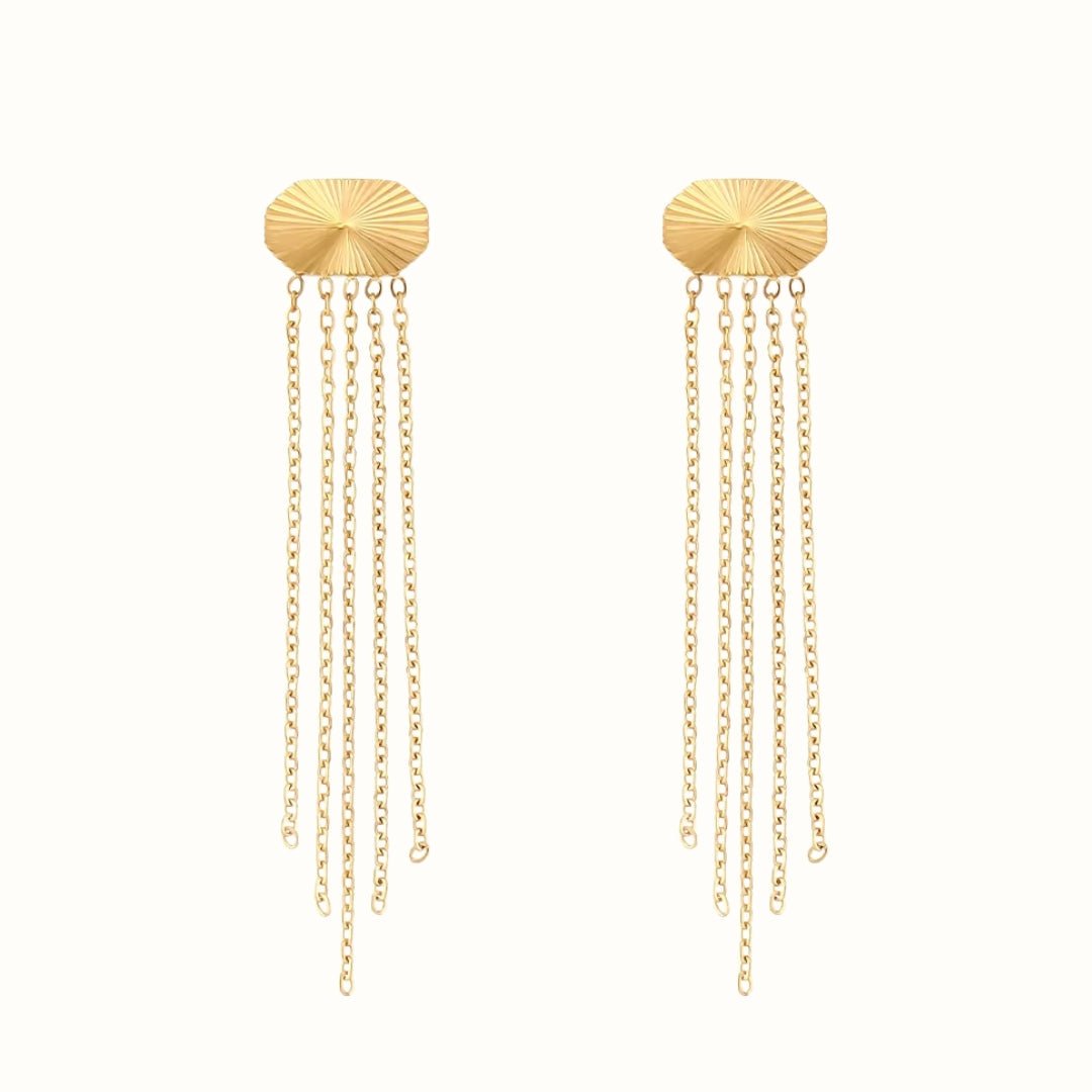 Solara Chain Drop Øreringe – 18K Guldbelagt - Makeup lagersalg