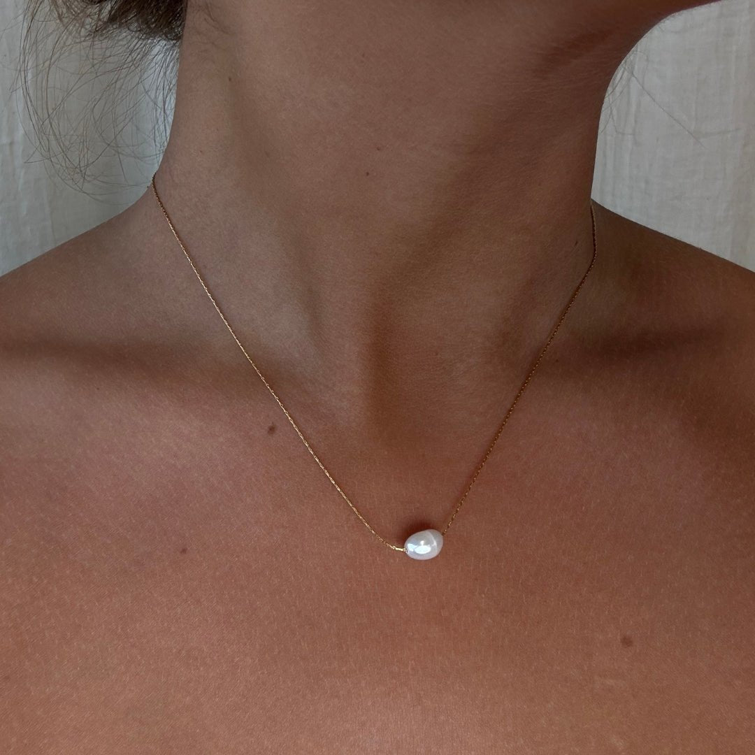 Solo Pearl Halskæde 18K Guldbelagt - Makeup lagersalg