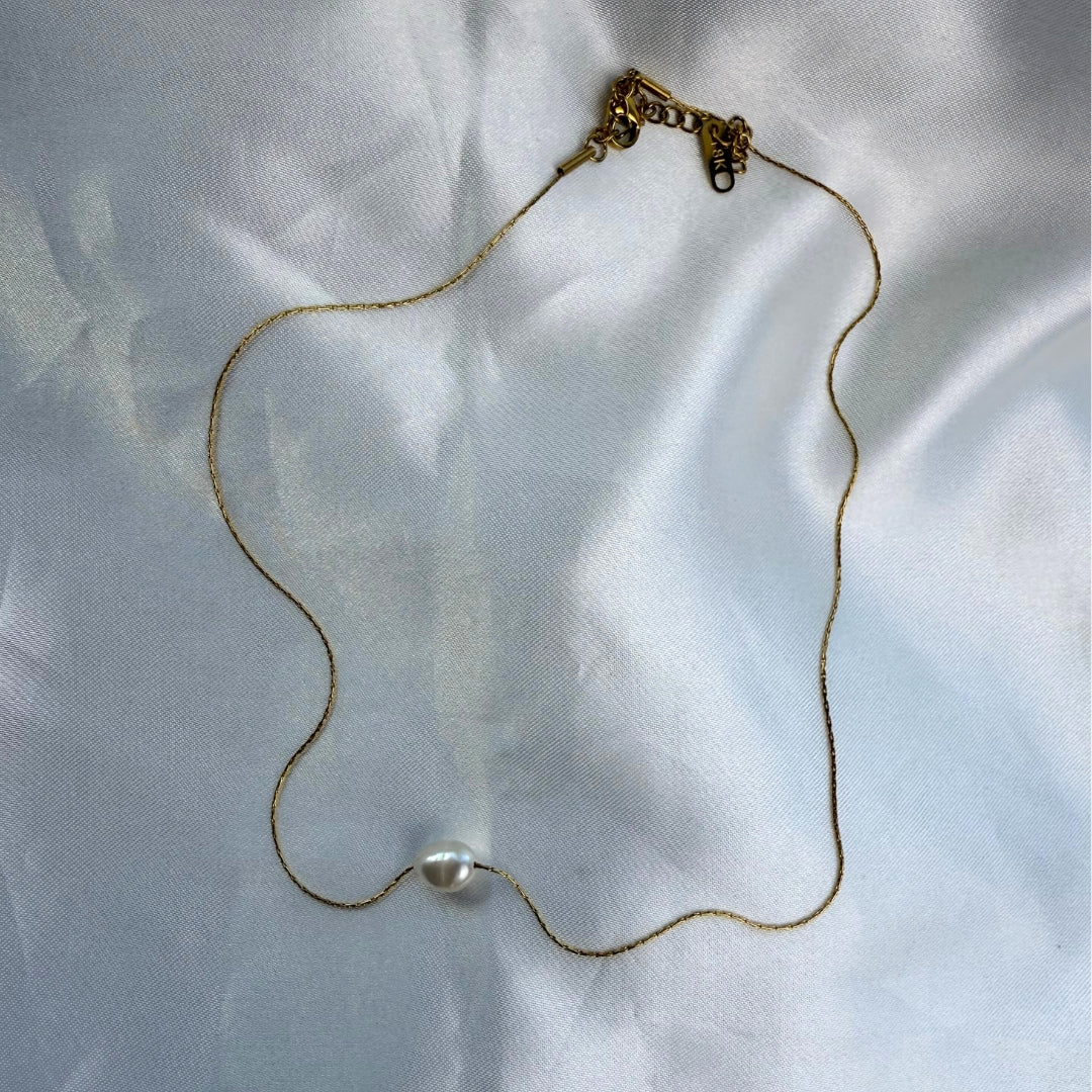 Solo Pearl Halskæde 18K Guldbelagt - Makeup lagersalg