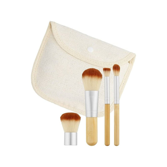 T4B MIMO Bamboo Makeup Brush Set with Travel Size and Travel Bag - Pack of 4 - Makeup lagersalg