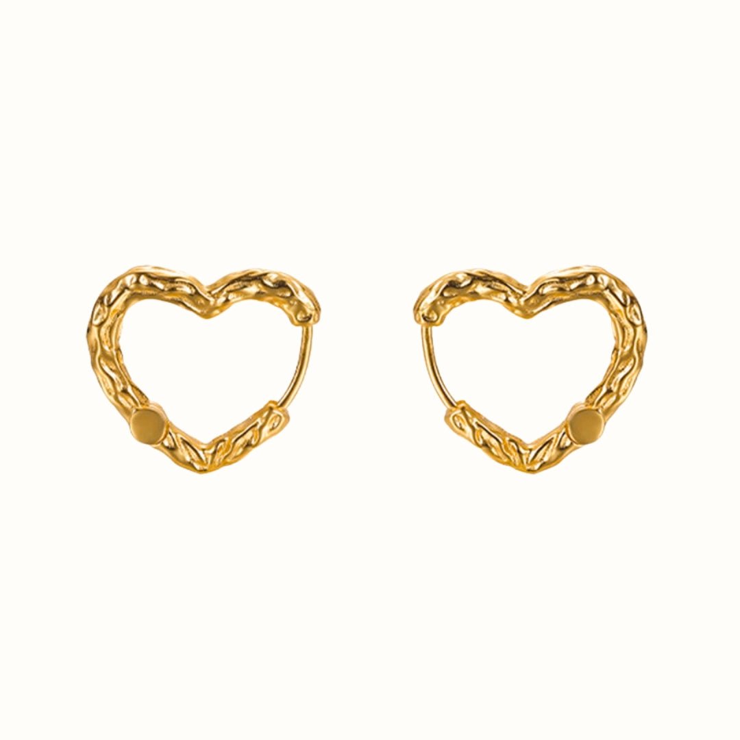 Textured Heart Hoops – 18K Guldbelagt - Makeup lagersalg