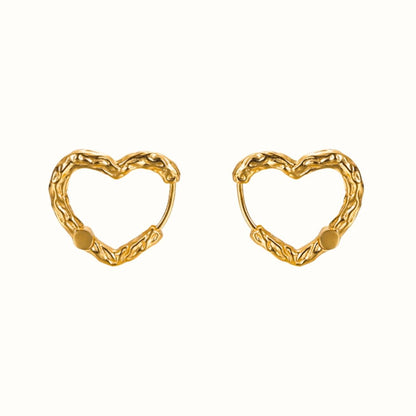 Textured Heart Hoops – 18K Guldbelagt - Makeup lagersalg