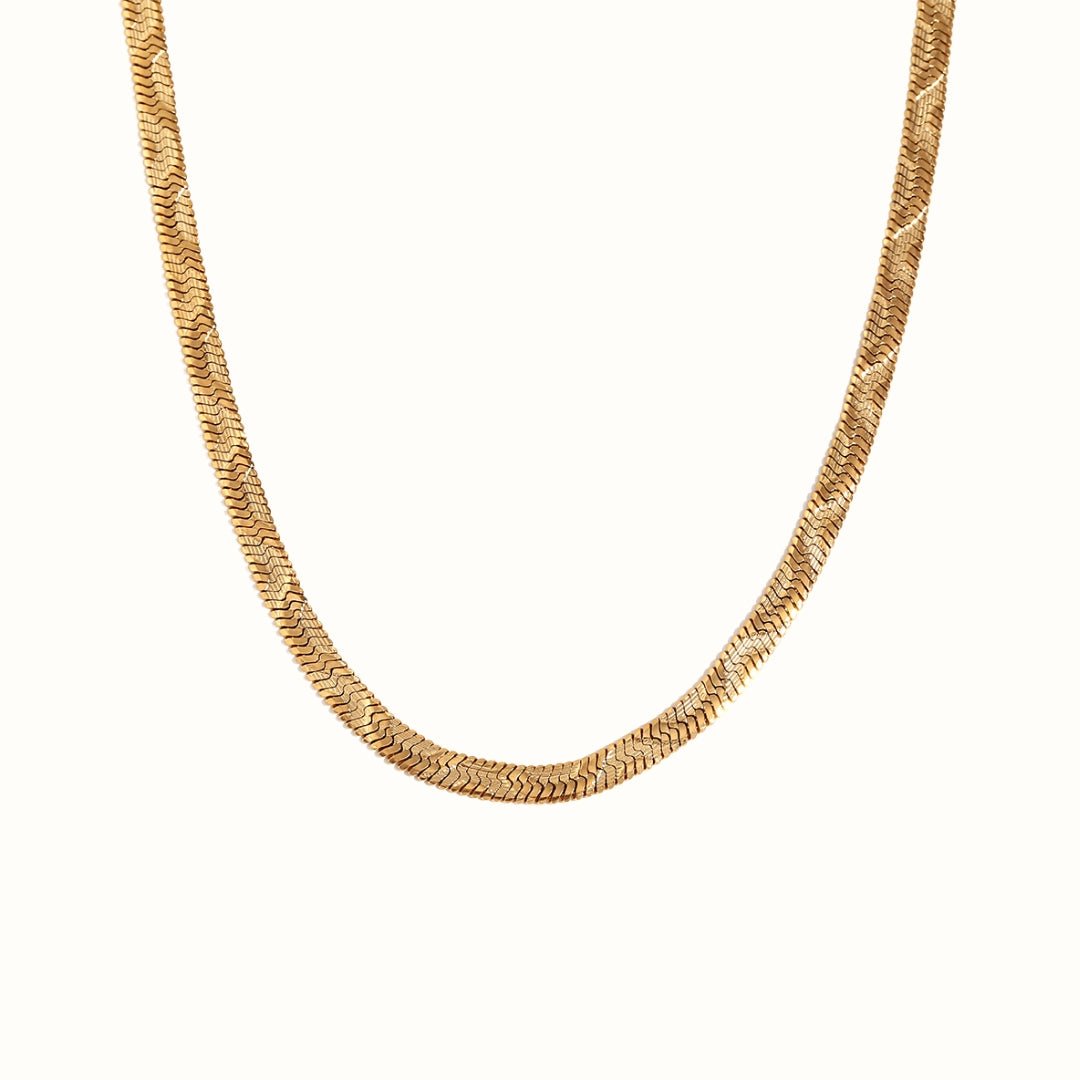 Water Wave Snake Chain Halskæde 18K Guldbelagt - Makeup lagersalg