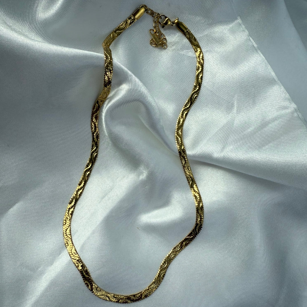 Water Wave Snake Chain Halskæde 18K Guldbelagt - Makeup lagersalg